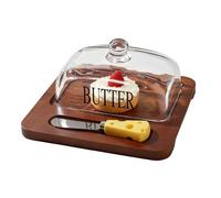 Bandeja Para Mantequilla,Recipiente de Almacenamiento de Vidrio con Tapa,Conservador De Mantequilla Con Cortador - para Encimera de Cocina Mesa de Comedor Desayuno Exterior Picnic Cafetería Panadería