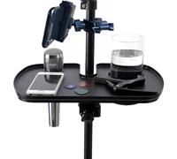 Bandeja para micrófono, soporte para micrófono, soporte para tazas, soporte de música, soporte para bebidas, abrazadera en la bandeja que se adapta a la mayoría de soportes de música para estudio,