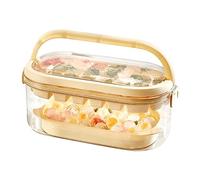 Bandeja para moldes de cubitos de hielo de 2 capas de 54 rejillas, caja de cubitos de hielo apilable a prueba de polvo, bandeja portátil de liberación rápida para cubitos de hielo (Beige)