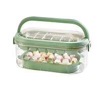 Bandeja para moldes de cubitos de hielo de 2 capas de 54 rejillas, caja de cubitos de hielo apilable a prueba de polvo, bandeja portátil de liberación rápida para cubitos de hielo (Green)