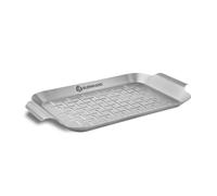 Bandeja para parrilla de acero inoxidable BURNHARD® Alta calidad, apta para horno, apta para lavavajillas, universal para gas, carbón y parrilla eléctrica, asas grandes - Bandeja BBQ grande/pequeña