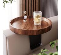 Bandeja para reposabrazos de sofá, mesa de madera ajustable con clip para bebidas y aperitivos, 30 x 30 cm