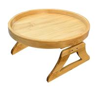 Bandeja para reposabrazos de sofá, mesa plegable para reposabrazos de sofá, bandeja de madera para sofá, bandeja organizadora lateral con clip de 25 cm de diámetro, mesas laterales de TV para comer y