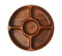 Bandeja para servir - 11,81 pulgadas Wooden 5 Compartment Platter | Decorative Festive Charcuterie Tray for Snack Dessert, Candy Appetizers, Breakfast Fruit and Banquet Gathering Parties