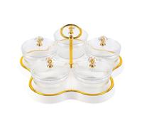 Bandeja para Servir Aperitivos de Frutas Secas, Plato a Prueba de Polvo para Dulces y Nueces, Tarro de Almacenamiento de Cocina para Uso en Comedor y Hogar 5 Grids