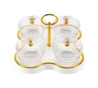 Bandeja para Servir Aperitivos de Frutas Secas, Plato a Prueba de Polvo para Dulces y Nueces, Tarro de Almacenamiento de Cocina para Uso en Comedor y Hogar 4 Grids