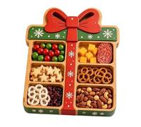 Bandeja para Servir Aperitivos Navideños Bandeja Dividida Decorativa Postre | Plato de Madera para Picoteo Para queso frutos secos aperitivos fiesta navideña reunión familiar mesa de comedor