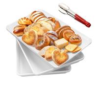 Bandeja para Servir,Bandejas Decorativas para Fiestas, Bandeja Fast Food,Bandeja de Plástico,3 pcs Bandejas para Servir Comida, Bandeja Reutilizable para Aperitivos, Galletas, 34.5x23.9x3.9cm