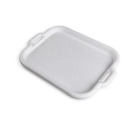 Bandeja para servir con asas (53 x 37 x 3 cm), bandeja de desayuno, rectangular, apta para lavavajillas e irrompible, color blanco