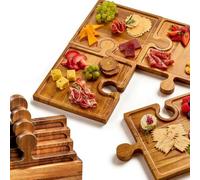 Bandeja para servir, con asas, para exhibición de rompecabezas, bandeja grande de madera, para aperitivos, pasteles, postres, hogar, cocina, sala de estar, mesa, inauguración de la casa, fiesta