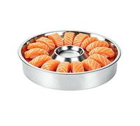 Bandeja para servir fría - 26 x 26 x 5,8 cm, acero inoxidable, con retención térmica, estructura compacta para servir, hogar, cocina, restaurante, catering, bufé, aperitivo, ensalada, postre, interior