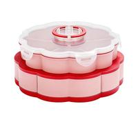 Bandeja para Servir Giratoria - Bandeja para Refrigerios Dividida Y Cubierta con Tapa | De Comida De Doble Capa De 2 Capas, Bandejas De Frutas Vegetales De 10 Compartimentos, Forma De Pétalo Par
