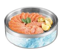 Bandeja Para Servir Refrigerada - Tazón Enfriador De Acero Inoxidable De 8,46 Pulgadas | Bandeja Para Servir Fría | Cuenco Para Servirr Hielo Para Frutas, Salmón, Camarones, Cóctel, Refrigeración