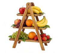 Bandeja para servir - Soporte de 3 niveles de 16,5 pulgadas | Expositor plegable de madera - Organizador de rectangulares para bocadillos de frutas, cupcakes, buffet, mesa de comedor para de