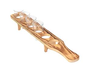 Bandeja para servir tequila - Bandeja de madera para whisky con seis soportes de | Elegante dispensador de bebidas alcohólicas para cócteles de whisky de tequila, vodka | Accesorios para la