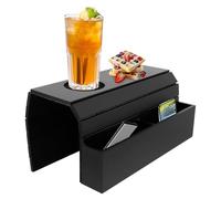 Bandeja para sofá, bandeja flexible para sofá, brazo de bambú natural, con tapetes para tazas, plegable, bandeja para reposabrazos, sofá multiusos, organizador para bebidas, aperitivos, revista remota