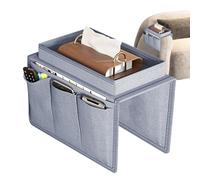 Bandeja para sofá con reposabrazos, organizador de sofá, sillón de tela Oxford, mesita de noche, sillón grande con paleta, bolsillo colgante lateral, silla con 5 bolsillos para auriculares, tableta