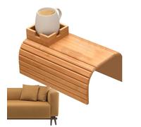 Bandeja para Soportes De Taza De Sofá, Bandeja De Bambú Plegable con Portavasos, 2025 Nueva Bandeja De Soporte De Taqueo De Bambú, Bandeja De Mesa De Brazo De Sofá De Bambú Desmontable Desmontable
