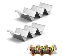 Bandeja para Tacos,2 Piezas Soporte para Taco de Acero Inoxidable Soportes Para Tacos Mexicanos soportes de acero inoxidable para bandeja de tacos con capacidad para 2 o 3 soportes de carcasa dura