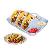 Bandeja para tacos, bandeja para servir, soporte para conchas de taco, platos reutilizables con lados de inmersión para el hogar, martes, barbacoa, camping, picnic, suministros de