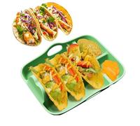 Bandeja para tacos, bandeja para servir tacos con divisores, platos reutilizables con lados de inmersión, suministros de para picnic, camping, martes, cocina en casa