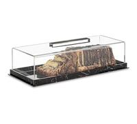 Bandeja para tartas con tapa - Acrílico 355 × 127 × 90 mm | Acrílico rectangular pastel con cubierta transparente a prueba de polvo, exhibición de postres, almacenamiento de alimentos, bandeja de