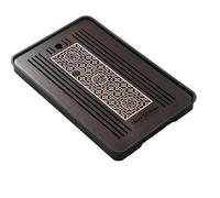 Bandeja para Tazas de Té Bandeja de té bambú portátil, Rectangular, for Ceremonia del, Mesa Chaban, Doble propósito, Drenaje y Almacenamiento Agua(Long Window 36.5)