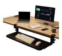 Bandeja para teclado， Extensión de escritorio con abrazadera, soporte extraíble for teclado y ratón, cajones de almacenamiento, brazo de soporte, alivio de la fatiga(Black,52*24cm(20.5*9.5in))