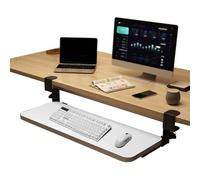 Bandeja para teclado， Extensión de escritorio con abrazadera, soporte extraíble for teclado y ratón, cajones de almacenamiento, brazo de soporte, alivio de la fatiga(White,52*24cm(20.5*9.5in))