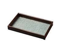Bandeja pequeña de cristal en relieve, soporte para centro de mesa, bandeja rectangular decorativa para centro de mesa, mesa rectangular de vidrio