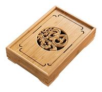 Bandeja pequeña para té Kung Fu, Bandeja de té Kung Fu, almacenamiento agua estilo chino, bandeja for servir, color caqui, varios tamaños(27 * 18.5 * 6cm)