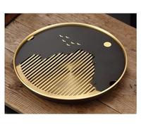 Bandeja pequeña para té Kung Fu, Bandeja de té Kung Fu con asa, almacenamiento agua cobre, bandeja redonda for servir Ceremonia, 12 pulgadas