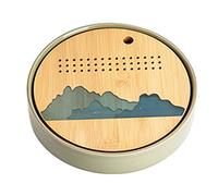 Bandeja pequeña para té Kung Fu, Bandeja de Té Kung Fu Estilo Chino Tradicional Base Cerámica Redonda Verde 23x5cm