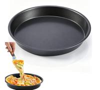 Bandeja Pizza Horno 23 cm, 9 pulgadas Molde Pizza Redonda, Plato Pizza para Horno de Acero Carbono, Altura 2cm, Soporte Pizza Antiadherente, para Hornear Tartas, Pizza, Tarte Flambée, Tarta Queso