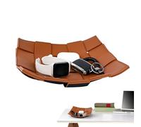 Bandeja Portallaves,Bandeja Organizadora En Piel Sintética para Mesas de | Cesta Decorativa Tejida Multiusos para Sala, Mandos a Distancia, Joyería y Cosmética