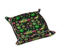 Bandeja portátil de Cuero, Organizador de Escritorio para mesita de Noche para Hombres y Mujeres, con diseño de Hoja de Hierba Verde y Bandera.