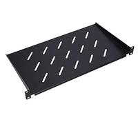 Bandeja rack 19 pulgadas 1U, 350mm, estante para armario rack colgante, fácil de instalar, 4 puntos de fijación, con agujeros para ventilación, para racks de servidores, negro, estante metálico