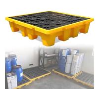 Bandeja recolectora de derrames Plataforma recolectora de derrames con Drenaje Capacidad for Tambor Bandeja de Recogida de contenedores Bandeja de Arrastre for Tambor(130 * 130 * 15cm)