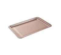 Bandeja rectangular antiadherente for hornear de acero al carbono, bandeja for hornear galletas, tartas, pizzas, asados, muffins y pan.(Rose M)