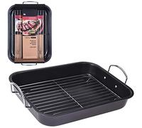 Bandeja rectangular antiadherente para horno con bandeja de refrigeración, color negro