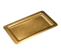 Bandeja rectangular de acero inoxidable, 32 x 18 cm, bandeja de metal para aperitivos, carne, barbacoa, plata, oro, apta para lavavajillas, gastronomía, hogar (dorado)