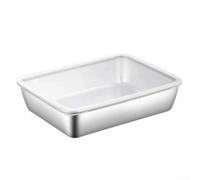 Bandeja rectangular de acero inoxidable con base plana para barbacoas y tareas de almacenamiento y servicio de platos de restaurante (XL)