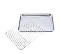 Bandeja rectangular de acero inoxidable for hornear galletas con rejilla de enfriamiento extraíble, bandeja antiadherente for utensilios de cocina, apta for horno.(S set)