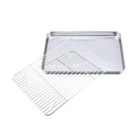 Bandeja rectangular de acero inoxidable for hornear galletas con rejilla enfriamiento extraíble antiadherente for utensilios cocina apta for horno(S set)