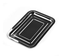 Bandeja rectangular de acero inoxidable para horno tostador, borde profundo para más alimentos, calibre grueso (27 x 20 x 2 cm)