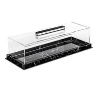 Bandeja rectangular de acrílico con tapa, base de patrón de mármol, almohadillas antideslizantes, cubierta transparente para pasteles, pan, cupcakes, pasteles, frutas, queso, para cumpleaños, bodas