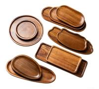 Bandeja rectangular de madera para servir para presentar y transportar alimentos y bebidas en la cocina, sala de estar o comedor (TP02 (pequeño)