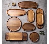 Bandeja rectangular de madera para servir para presentar y transportar alimentos y bebidas en la cocina, sala de estar o comedor (TP02 (grande))