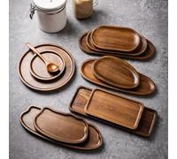 Bandeja rectangular de madera para servir para presentar y transportar alimentos y bebidas en la cocina, sala de estar o comedor (TP07 (pequeño)