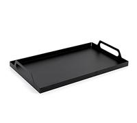 Bandeja rectangular de metal negro con asas, 40,6 x 24,1 cm, bandejas organizadores para mesa de habitación, bandeja de baño, bandeja de frutas, bandeja de bebidas